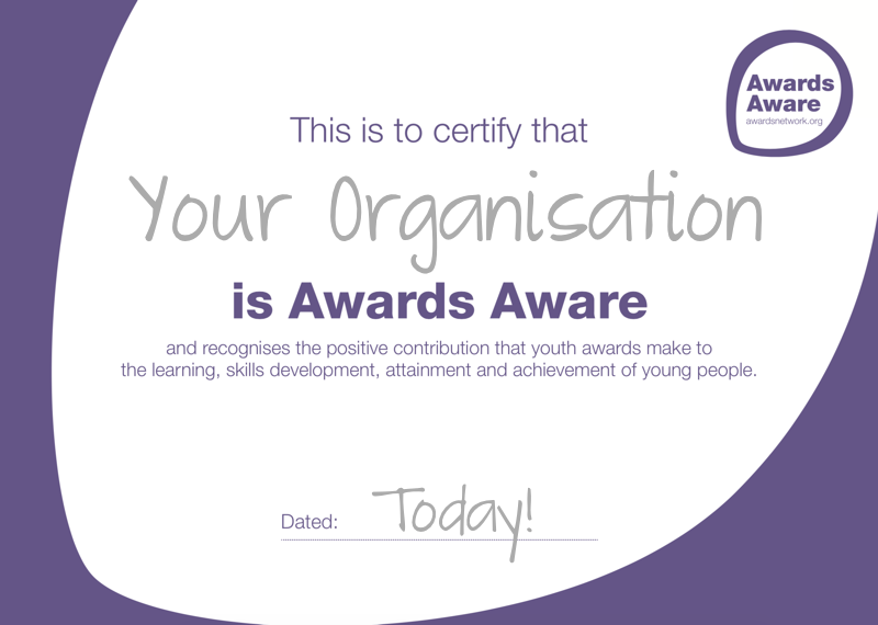 Awards Aware certificate